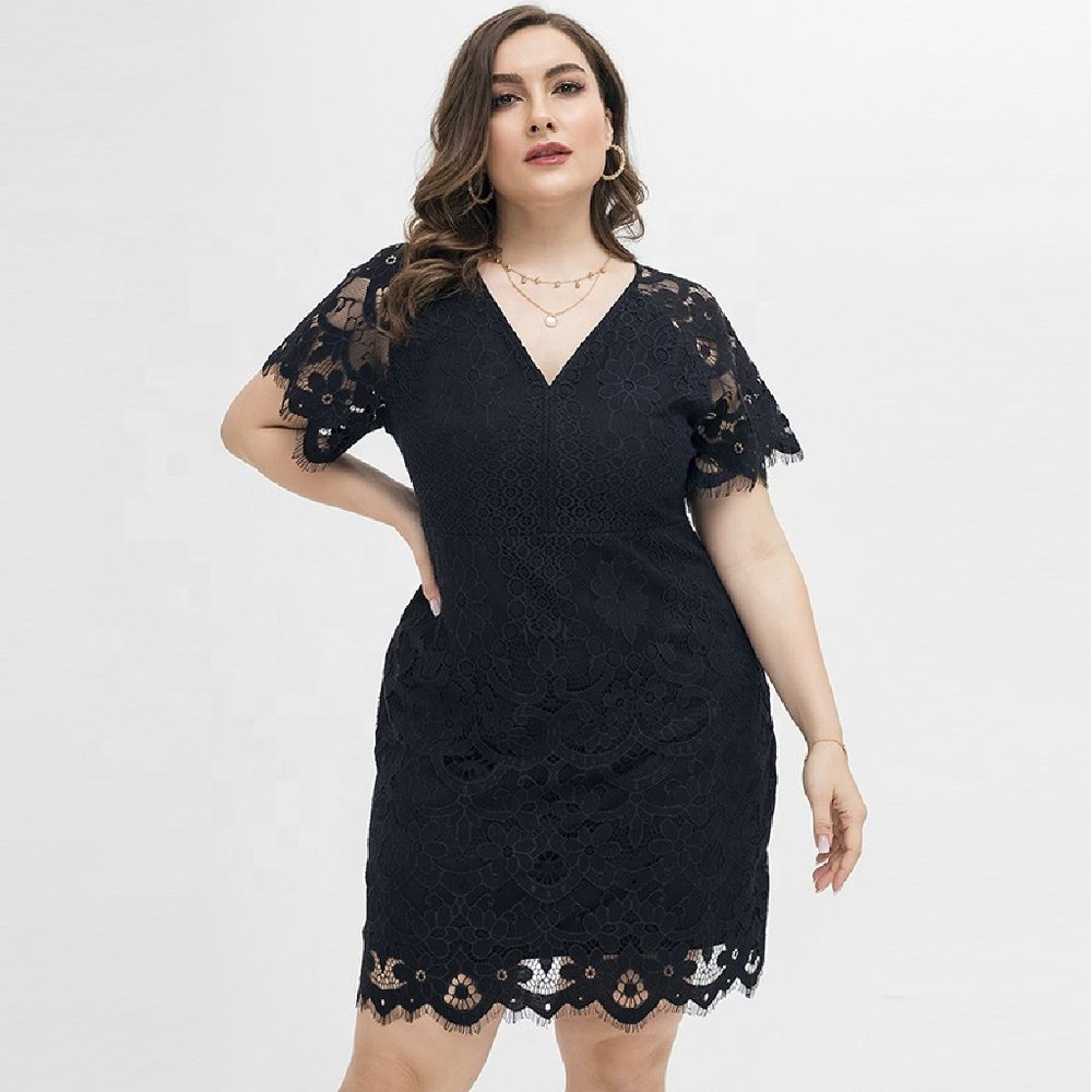 Plus Size Black Lace Formal Dress